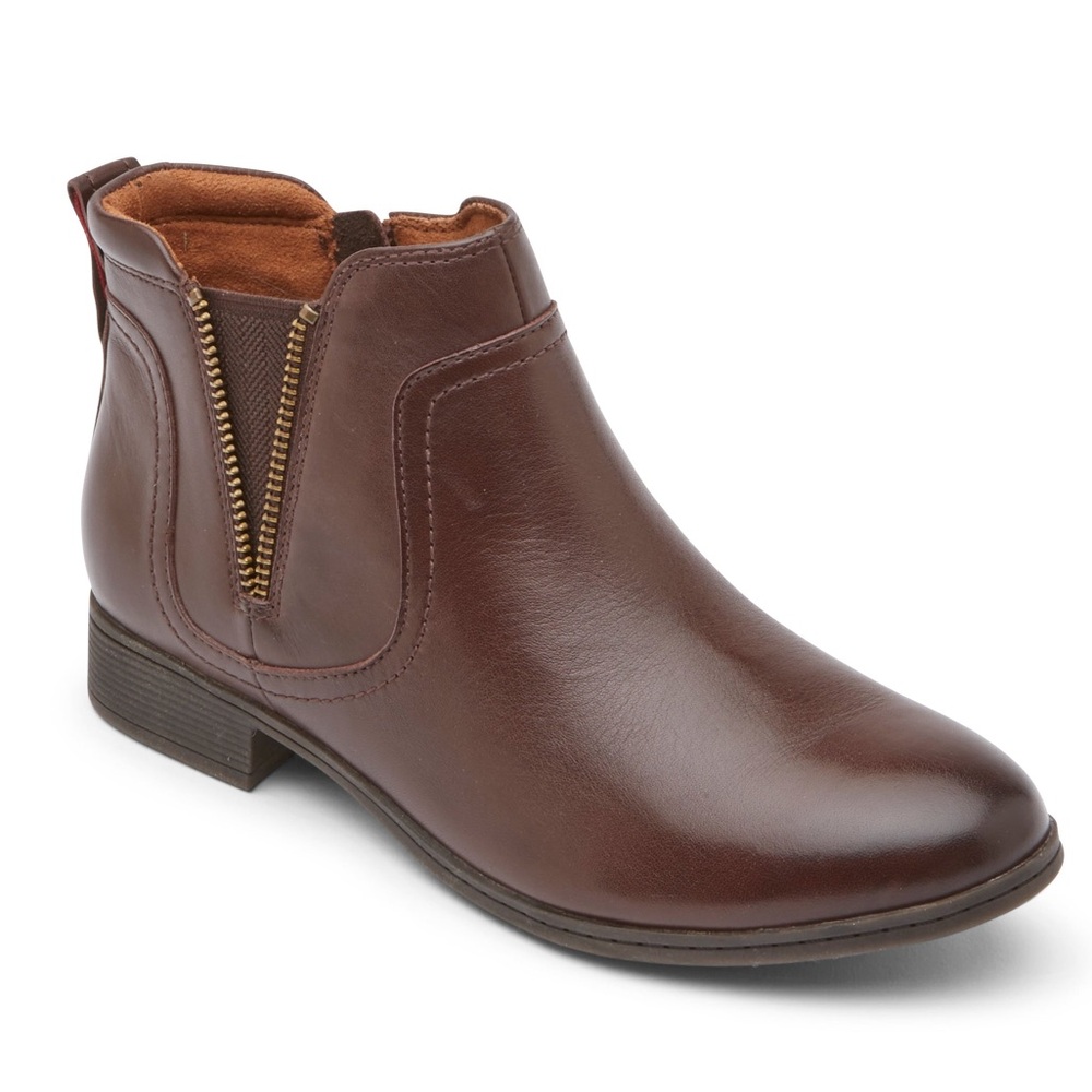 Cobb Hill Crosbie Gore Ankle Boot Wide Dark Brown